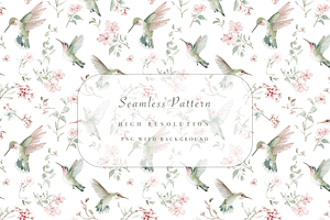 Hummingbirds Pattern, a Decorative Illustration by Pati Charm Studio