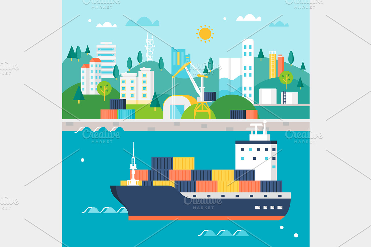 Cargo Shipping and Storage Set, a Transportation Illustration by Julia Batsheva (Photo 3 of 3)