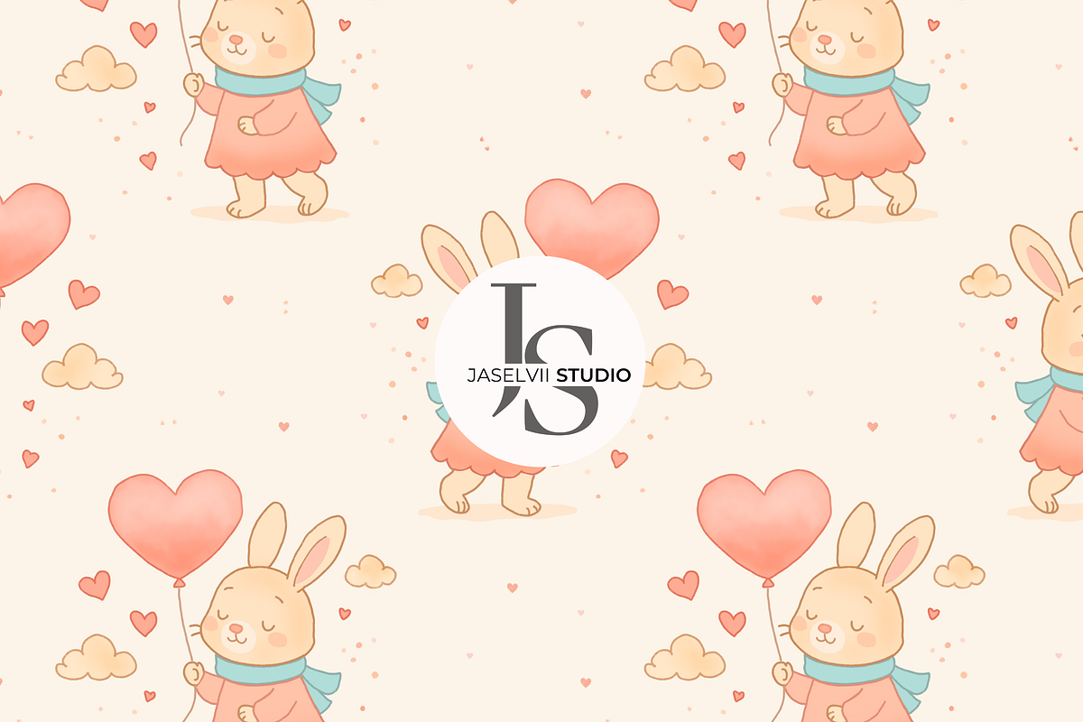 Bunny Valentine - Cream, a Pattern Graphic by Jaselvii Studio (Photo 5 of 5)