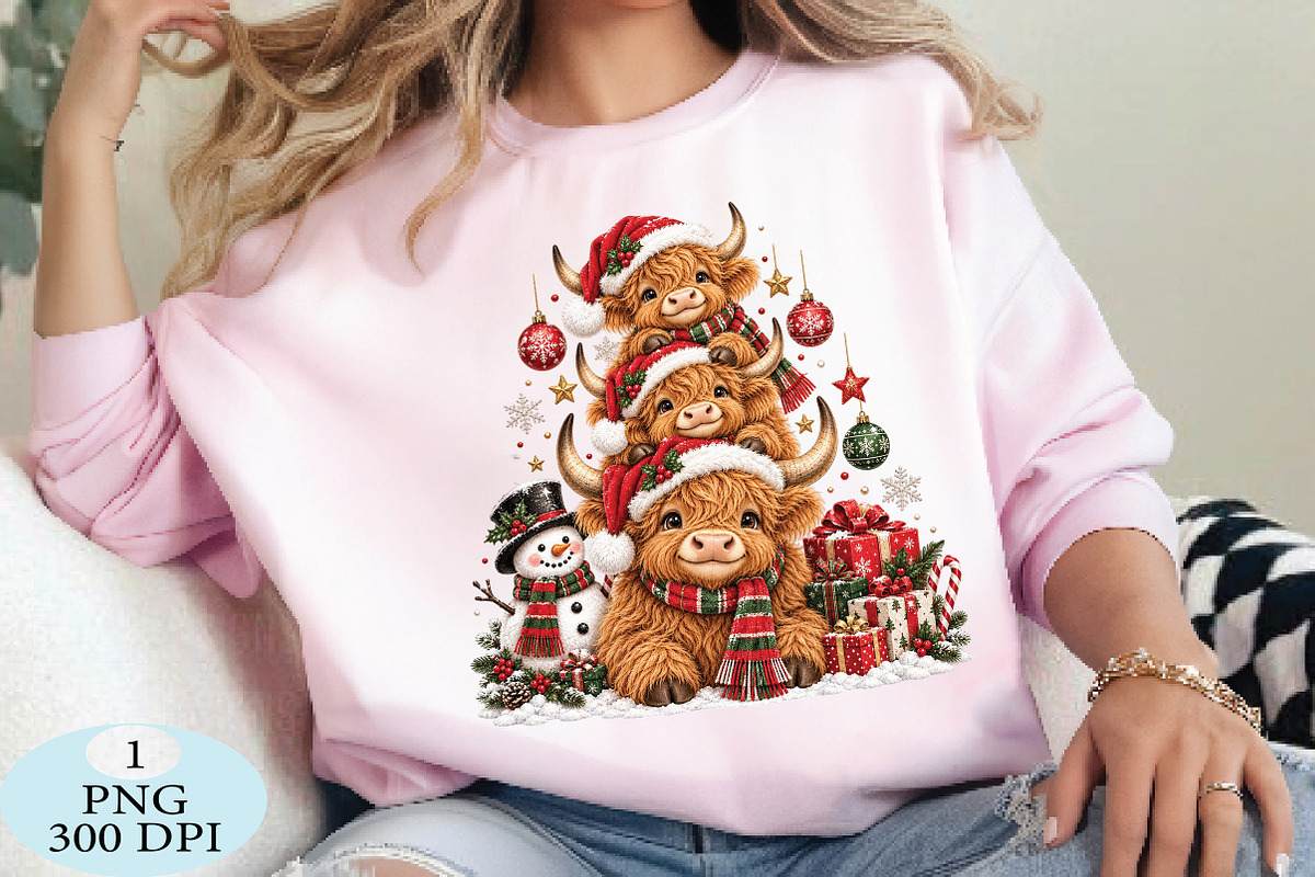 Christmas Highland Cow Family PNG, a Seasonal Illustration by Daily.Designs (Photo 3 of 5)