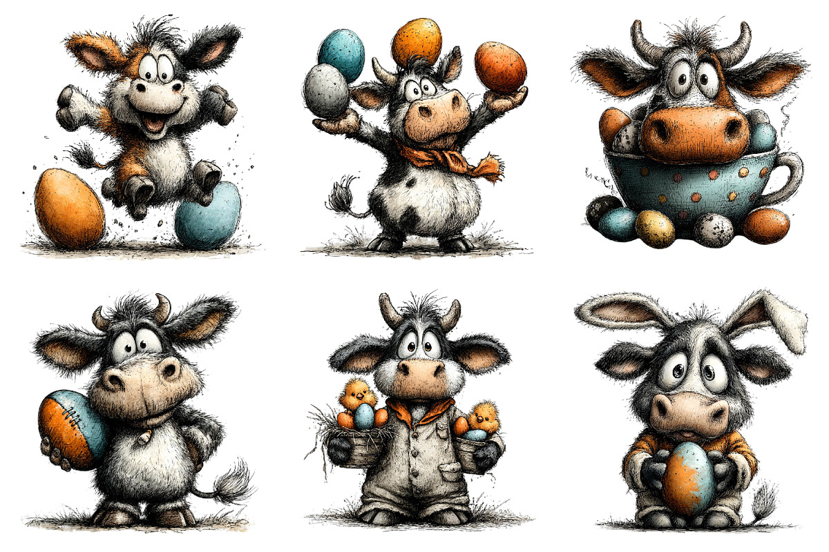 Funny Easter Cow Clipart, an Illustration by Dream Creation (Photo 4 of 6)