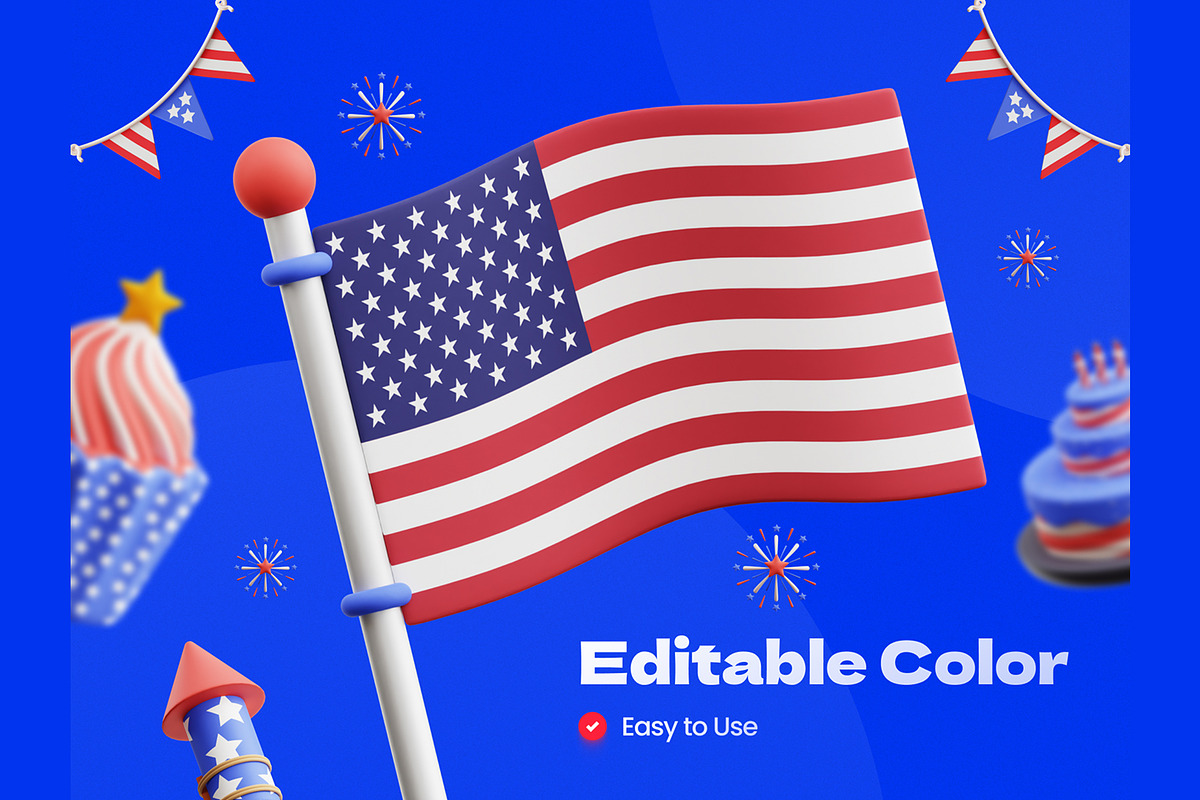 Independence Day 3D Icons, an Object 3D Model by Rakata Studio (Photo 5 of 7)