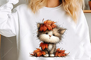 Whimsical Cute Autumn Cat Clipart, a Seasonal Illustration by Canvas Craft (Thumbnail 5 of 10)