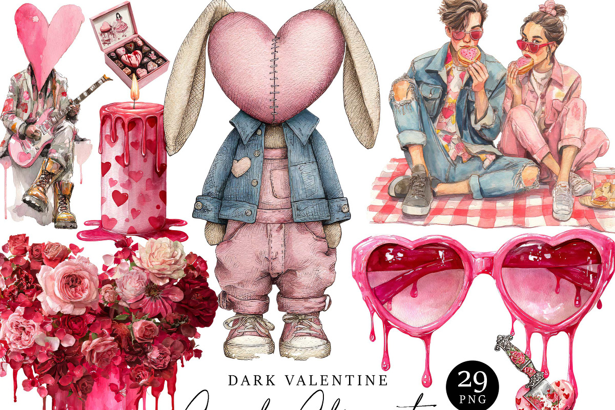 Dark Valentine Couple Clipart, a Person Illustration by Design Scotch (Photo 1 of 8)