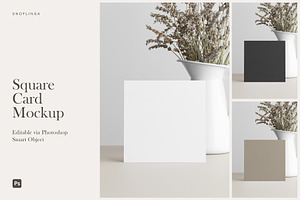 Square Card Mockup, PSD, a Print Template by Snoflinga