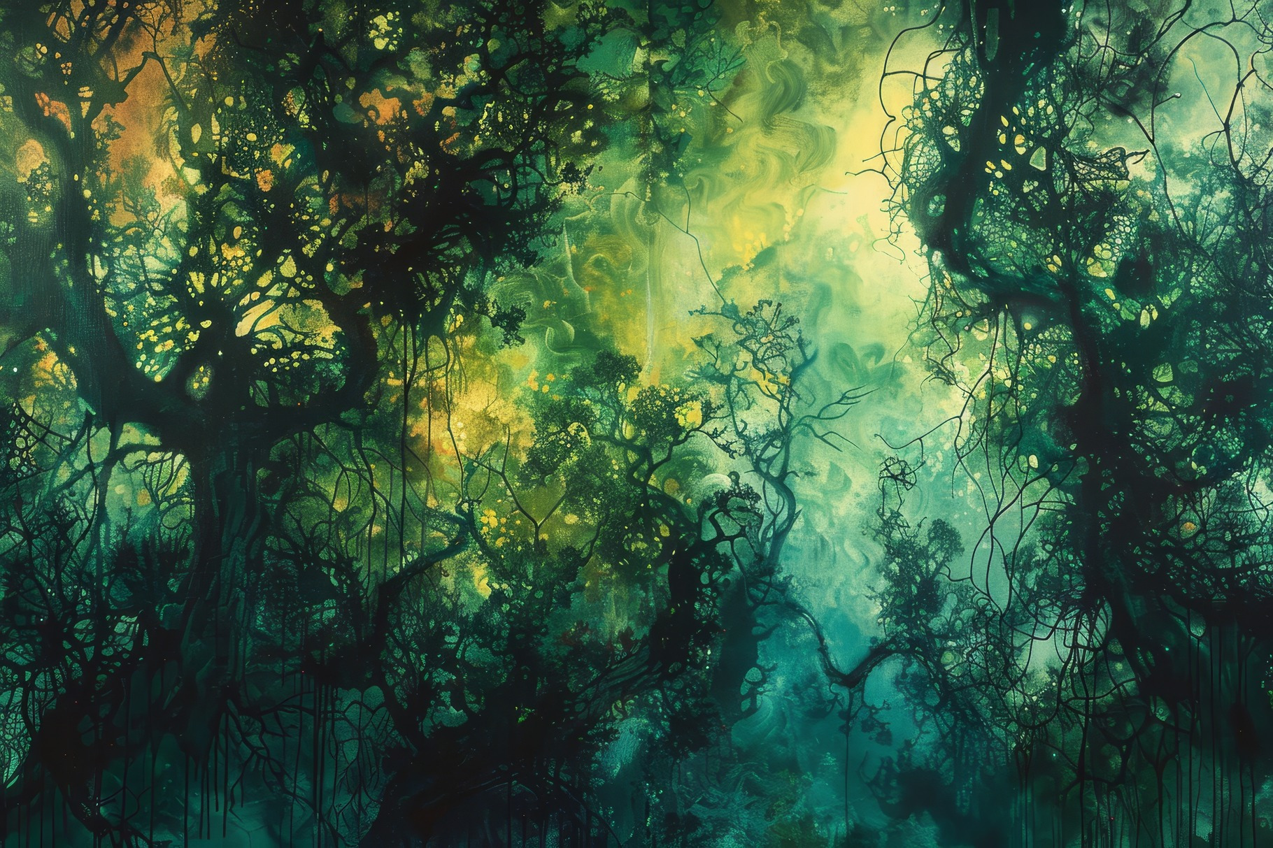 In a magical forest at twilight, vib, a Photo by Tanuart