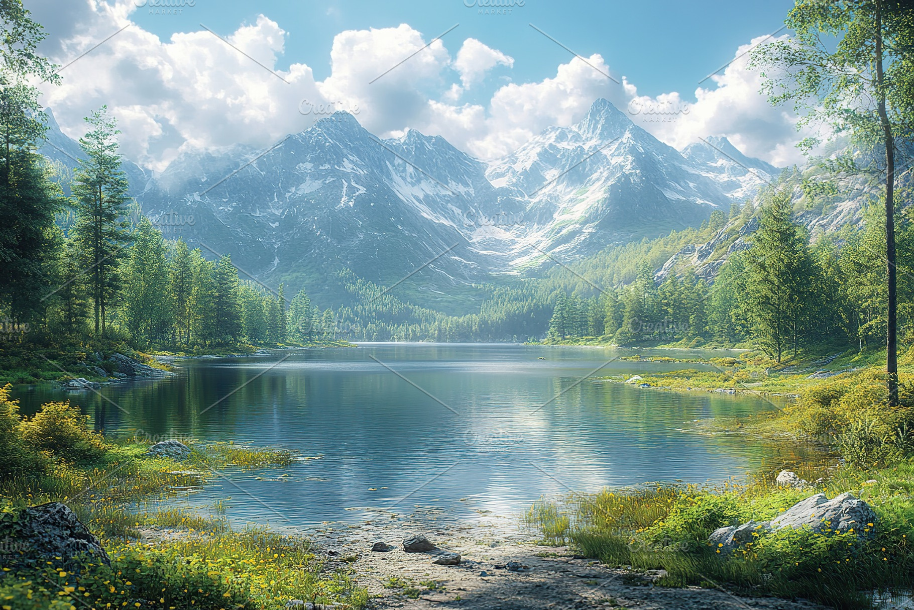 National park with lake on mountain background, a Nature Photo by AlyaAnd