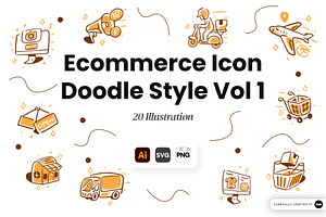 Ecommerce Doodle Icon Set Vol 1, an Object Illustration by SLAB! Design