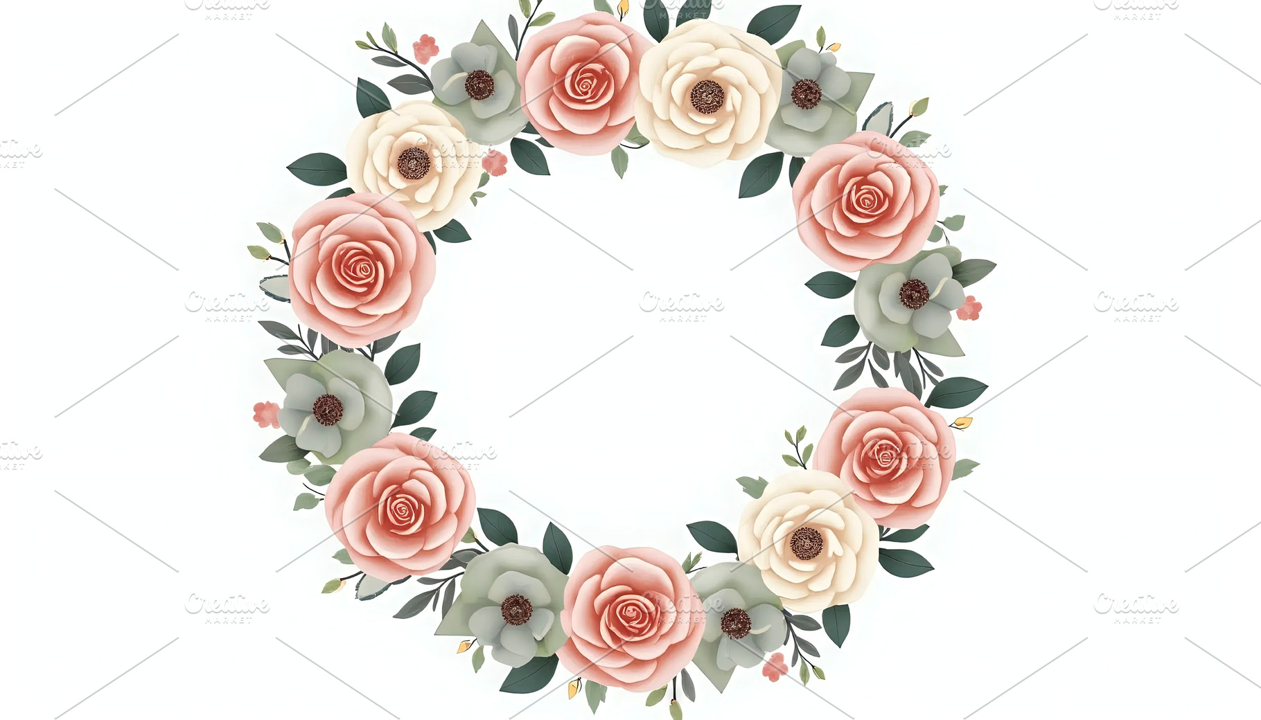 Circular Floral Wreath With White Mi, a Photo by LOGOCREATIVE