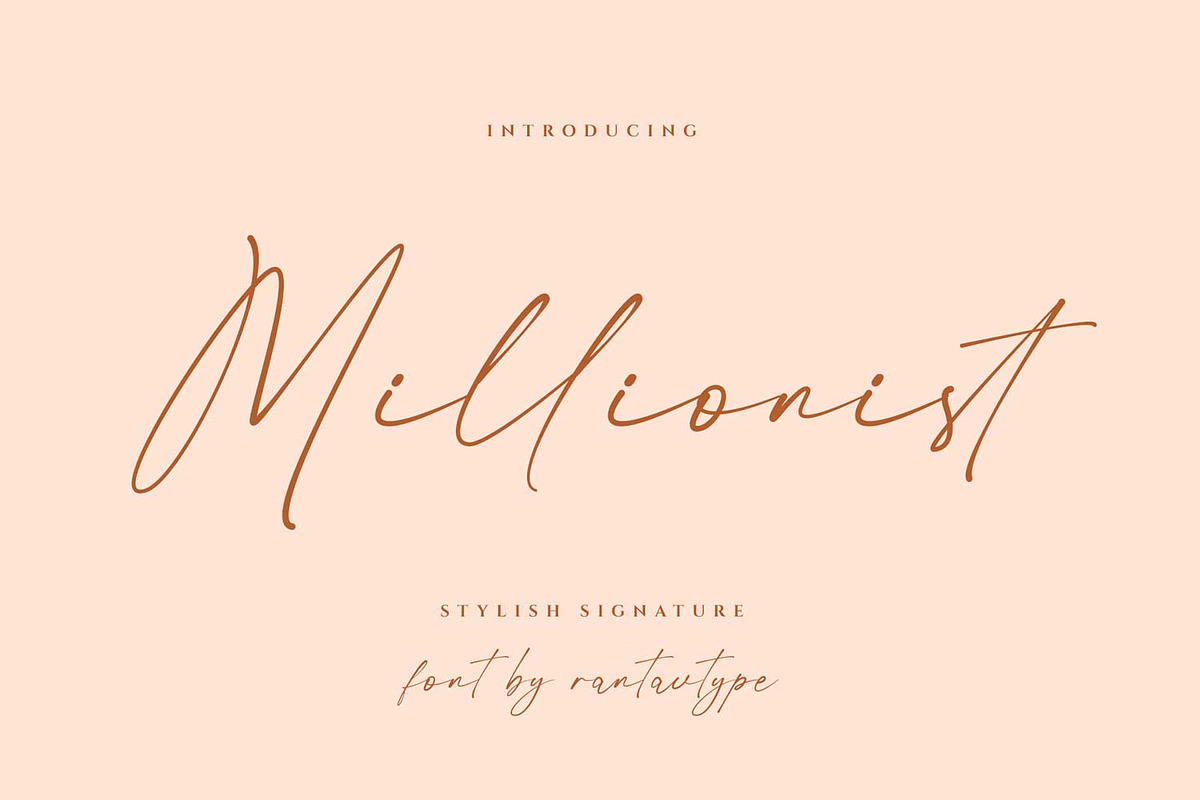 Millionist - Elegant Signature Font, a Font by RantautypeStudio (Photo 1 of 11)