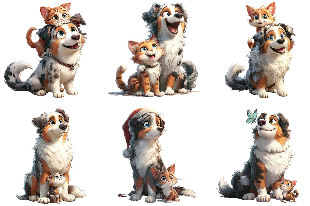Australian Shepherd and Kitten, an Illustration by DreamArtGraphic (Photo 2 of 5)
