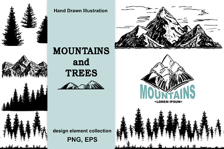 Mountains and trees sketch