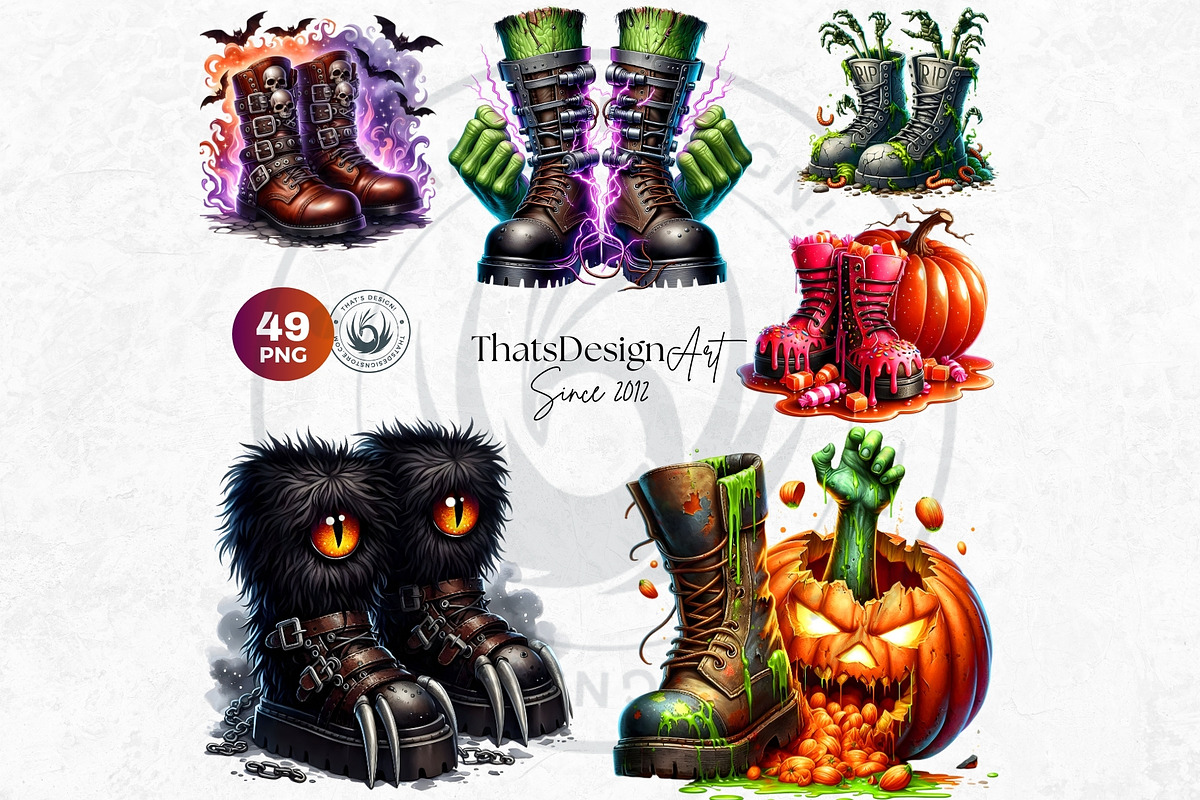 Vibrant Halloween Boots Clipart V2, an Illustration by ThatsDesignArt (Photo 10 of 10)