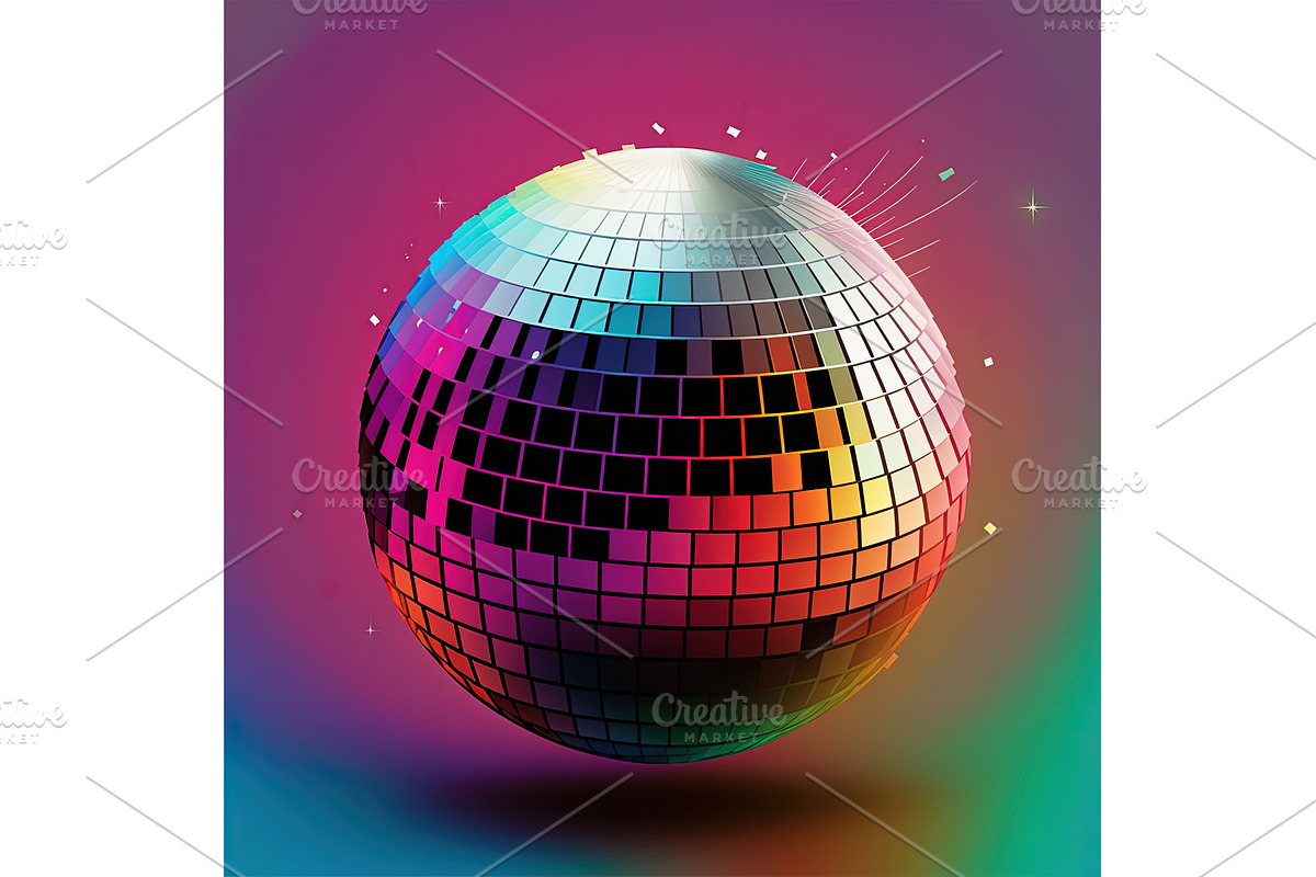 Disco mirror ball illustration, an Illustration by Lermont51