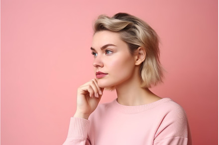 Woman blonde thinks. Generate Ai, a Person Photo by Ylivdesign