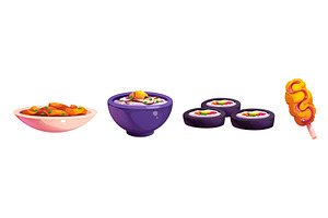 Korean food cartoon set, a Food Illustration by art PVP - market