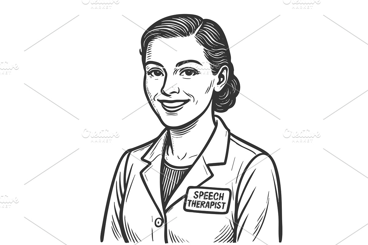 Speech Therapist Woman in Vintage, a Person Illustration by AlexArt