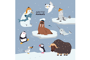 Arctic Animal With Penguin And