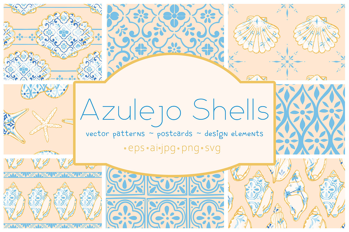 Azulejo Portuguese Shells, a Pattern Graphic by Carpet Tapete Pretzel (Photo 1 of 24)