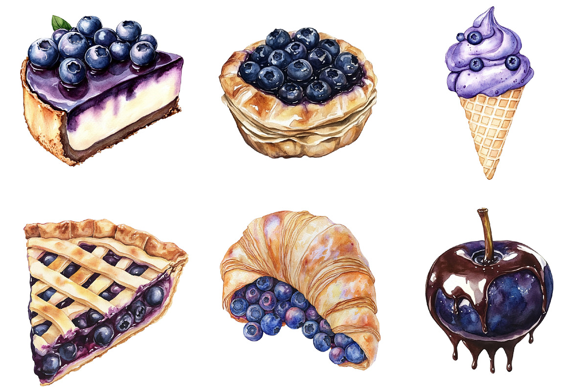 Summer Blueberry Sweet Clipart PNG, an Illustration by designhome (Photo 4 of 5)