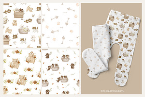 Floral Kittens - Clipart & Patterns