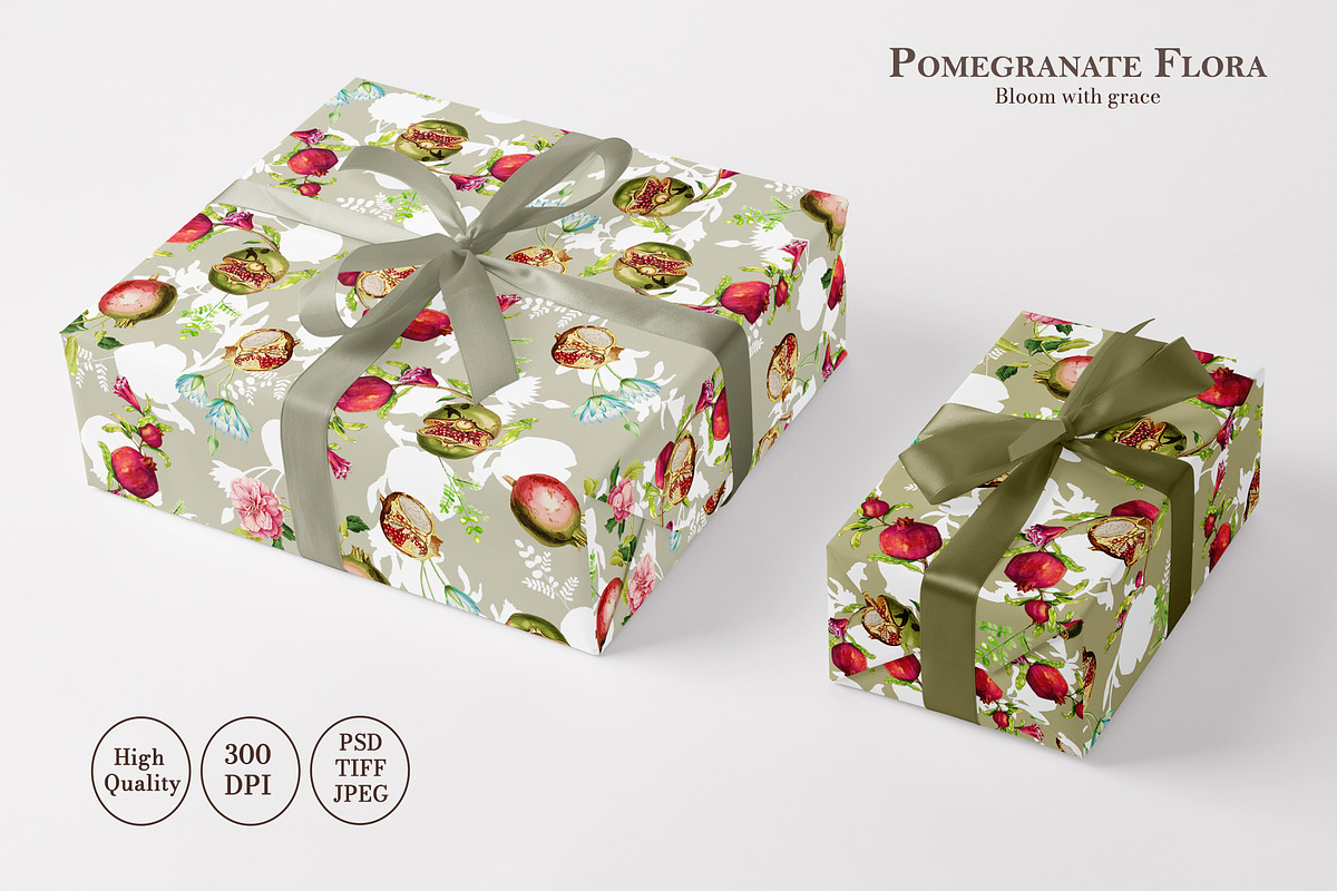 Pomegranate Flora Prints & Patterns, a Pattern Graphic by GND ART STUDIO (Photo 7 of 8)