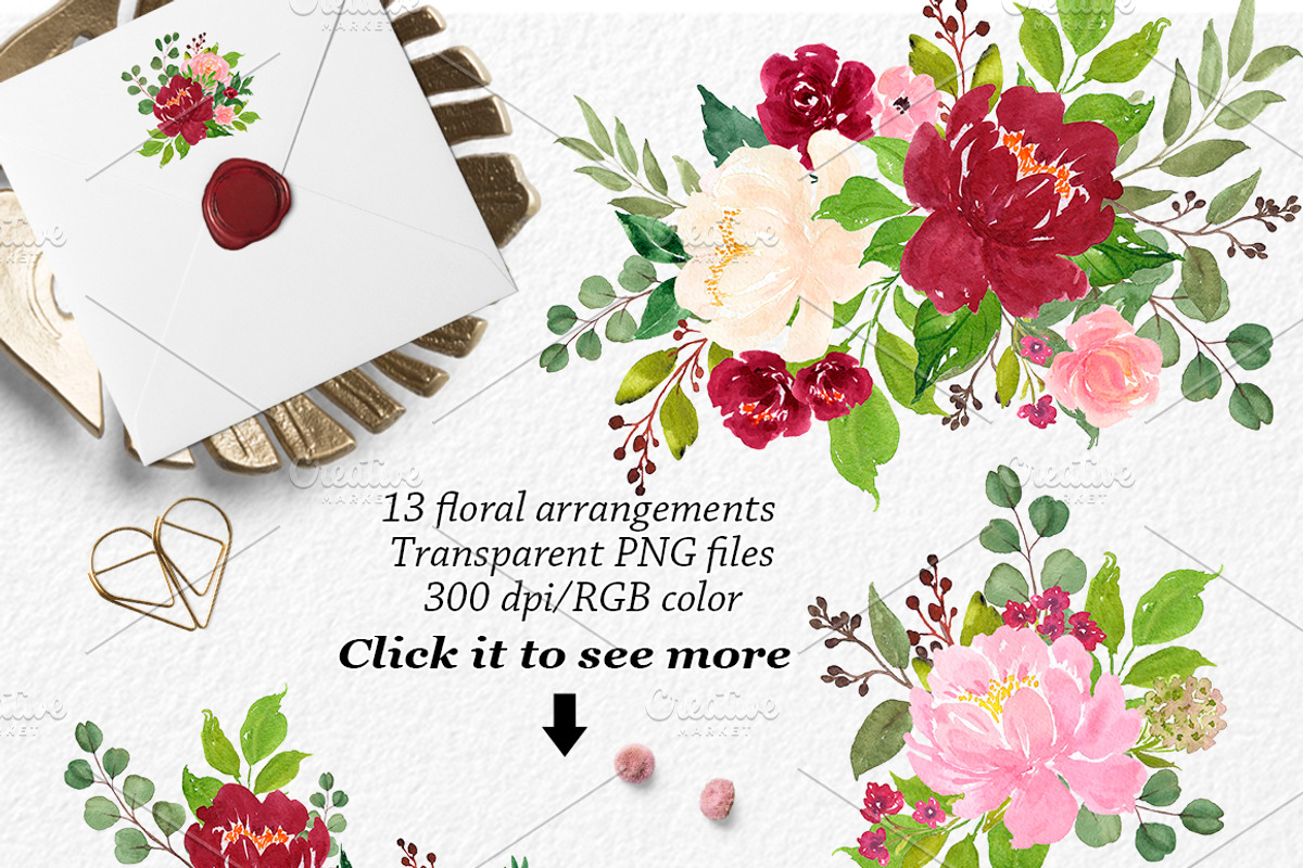 Watercolor Flower Graphic Set, a Decorative Illustration by Elly Studio (Photo 7 of 12)