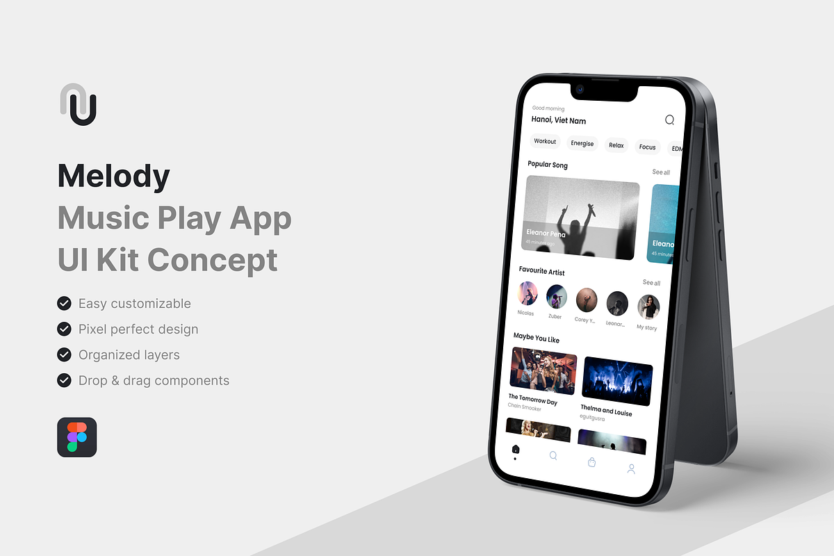 Melody - Music Play App UI Kit, an UI Kit Template by iDoodle Studio (Photo 1 of 4)