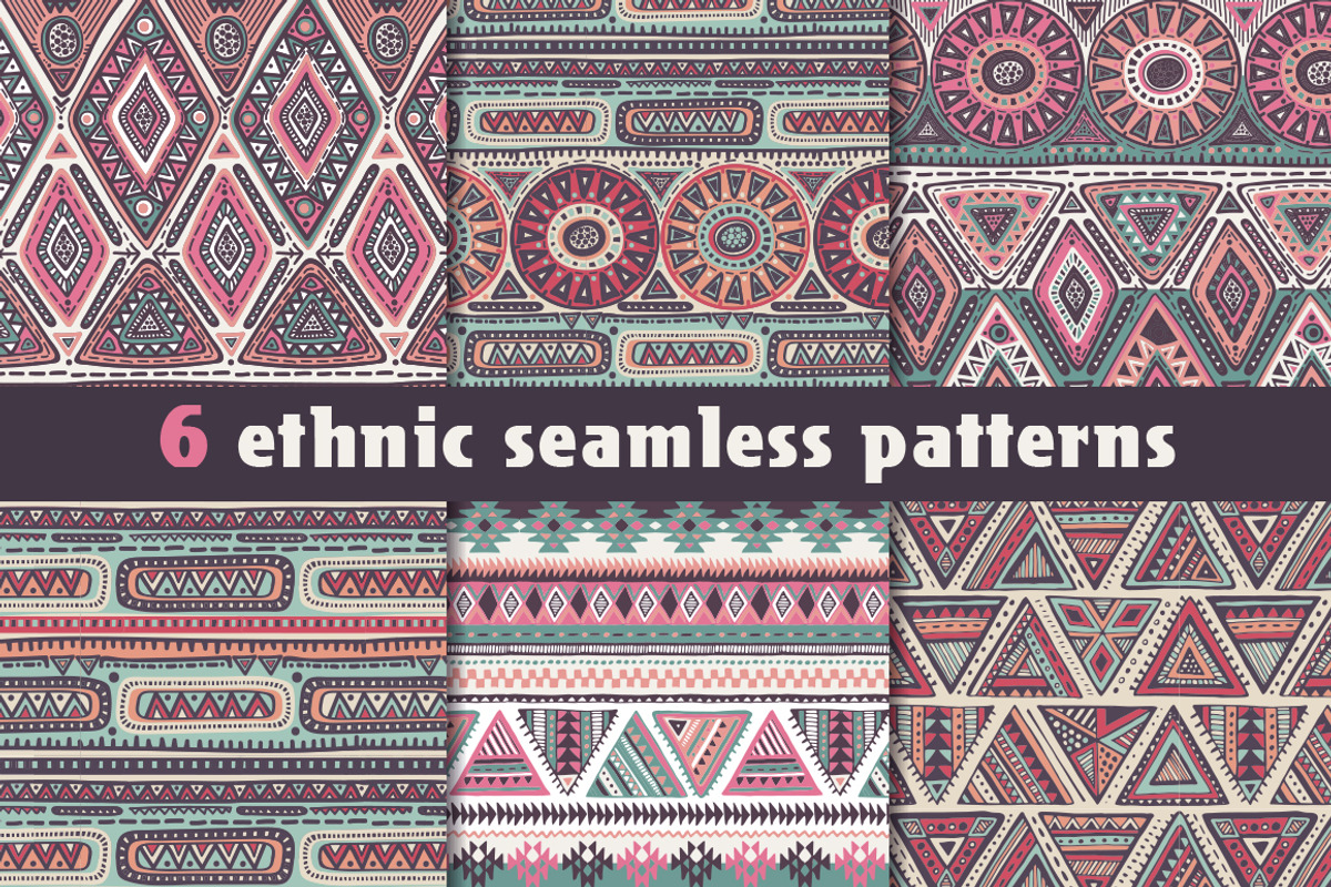 6 ethnic seamless patterns, a Background Graphic by Molly art (Photo 1 of 7)