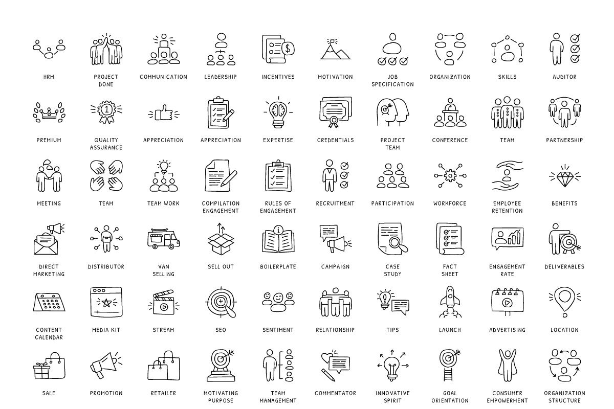 600 Business Concept Doodle Icons, a Solid Icon by vectorstank (Photo 3 of 4)