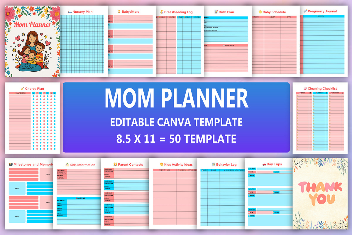 Mom Planner Canva, a Print Template by Designmela01 (Photo 1 of 8)