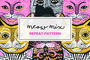 Meow Mix Cats | Seamless Pattern, a Pattern Graphic by PATTERNBASE (Thumbnail 1 of 9)