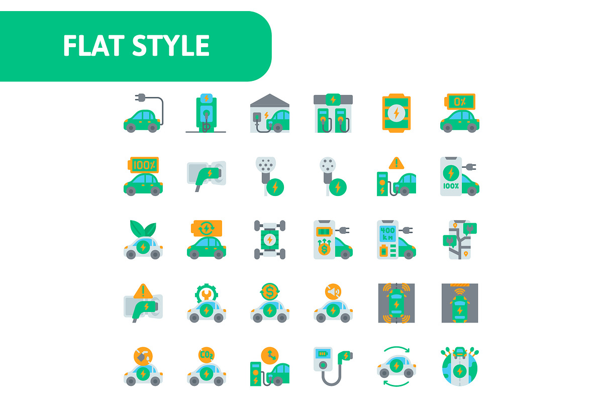 30 Electric Vehicle Icons