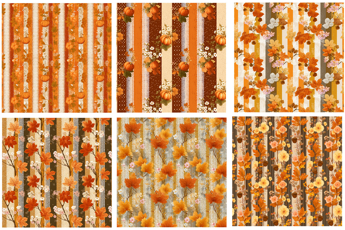 Grandmillennial Fall Digital Paper, a Pattern Graphic by Designking (Photo 3 of 4)