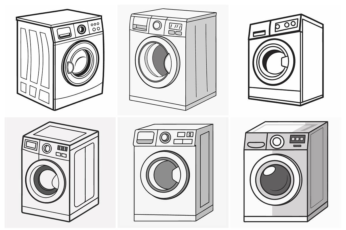 Diverse Washing Machine Illustration, an Object Graphic by Billah Hub