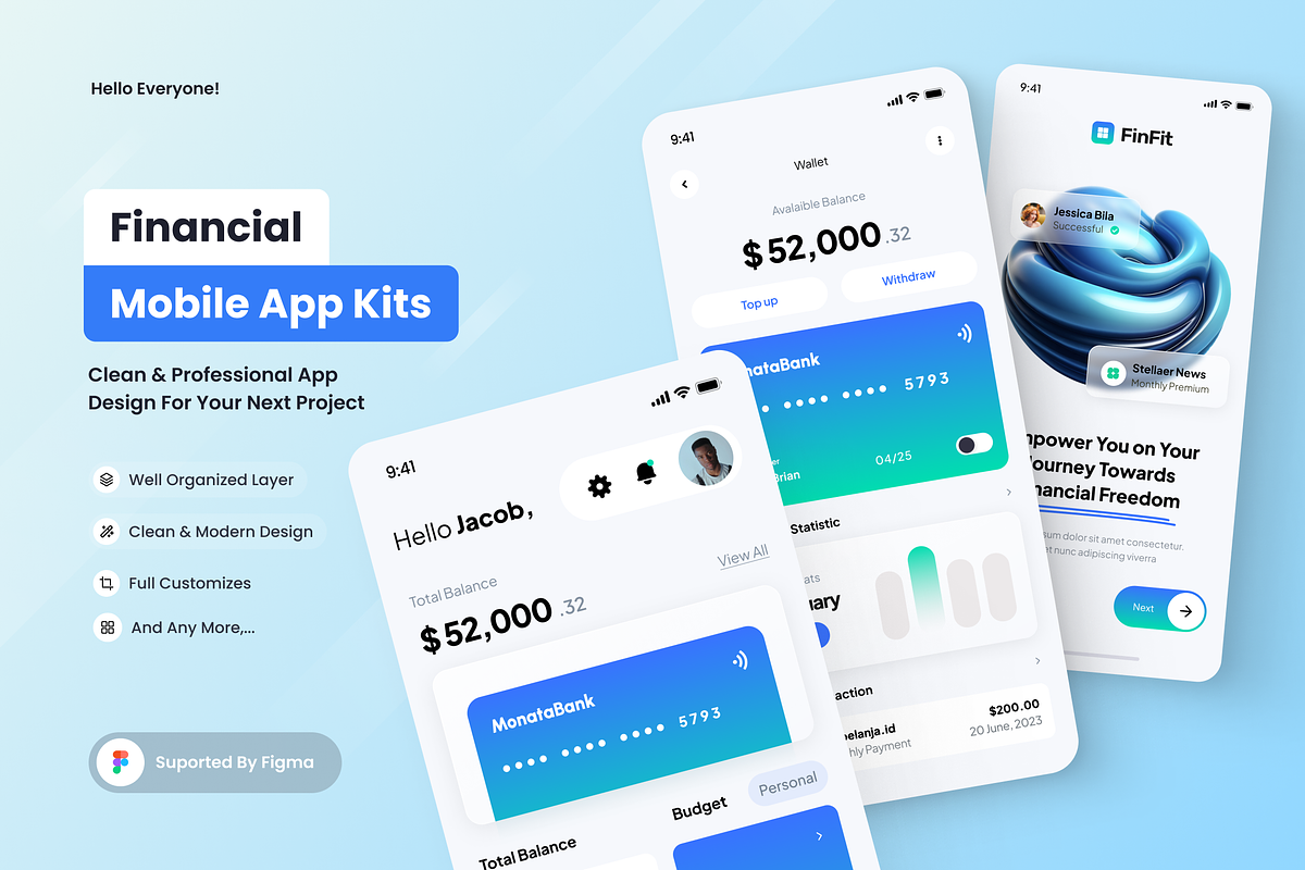 Financial Management UI Mobile Apps, an UI Kit Template by SquidPixey (Photo 1 of 3)