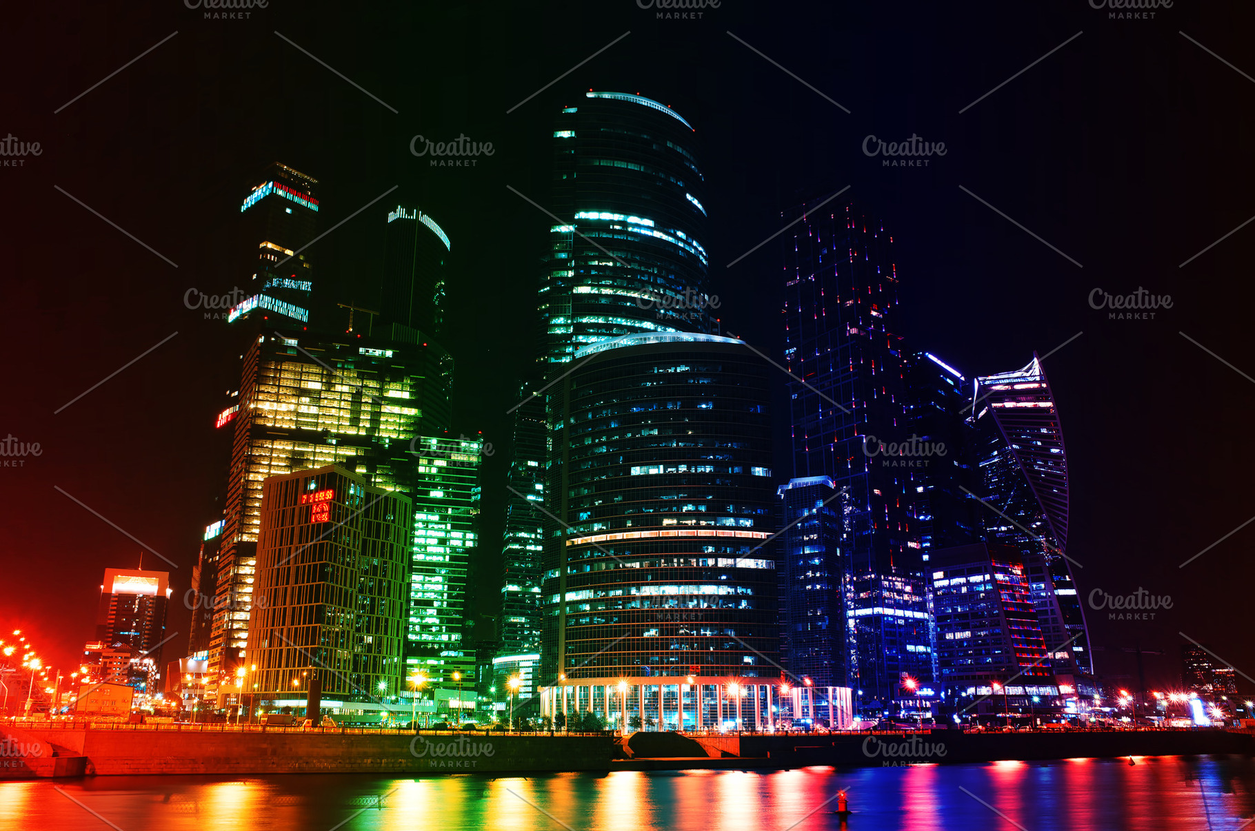 Futuristic Moscow city neon skyscrap, an Architecture Photo by RETROWAVE '88