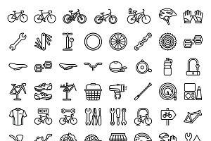 Budles Bicycle Shop Outline Icons, an Outline Icon by adenpinkstore