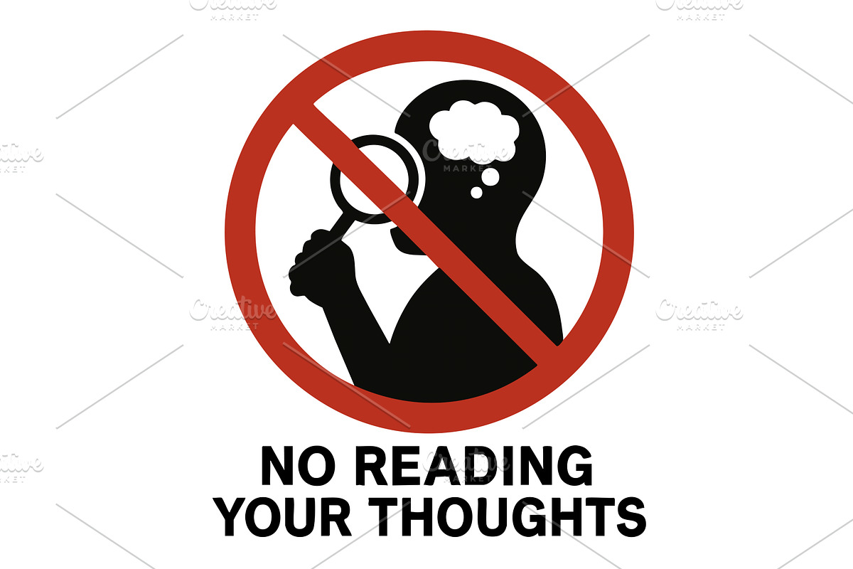 No Reading Your Thoughts Conceptual, an Object Illustration by AlexArt