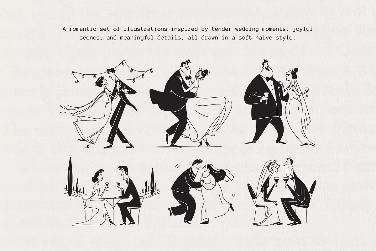 Wedding Collection: 66 Line Art Pack, a Person Illustration by Veyla (Photo 13 of 16)