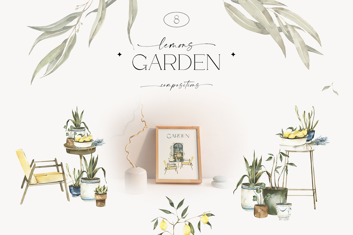 Watercolor Lemons Garden collection, a Decorative Illustration by ArtMaslyana (Photo 7 of 14)