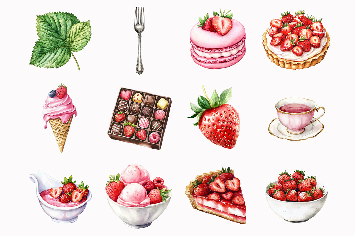Watercolor Strawberry Delight Clipar, a Seasonal Illustration by Design Market (Photo 3 of 4)