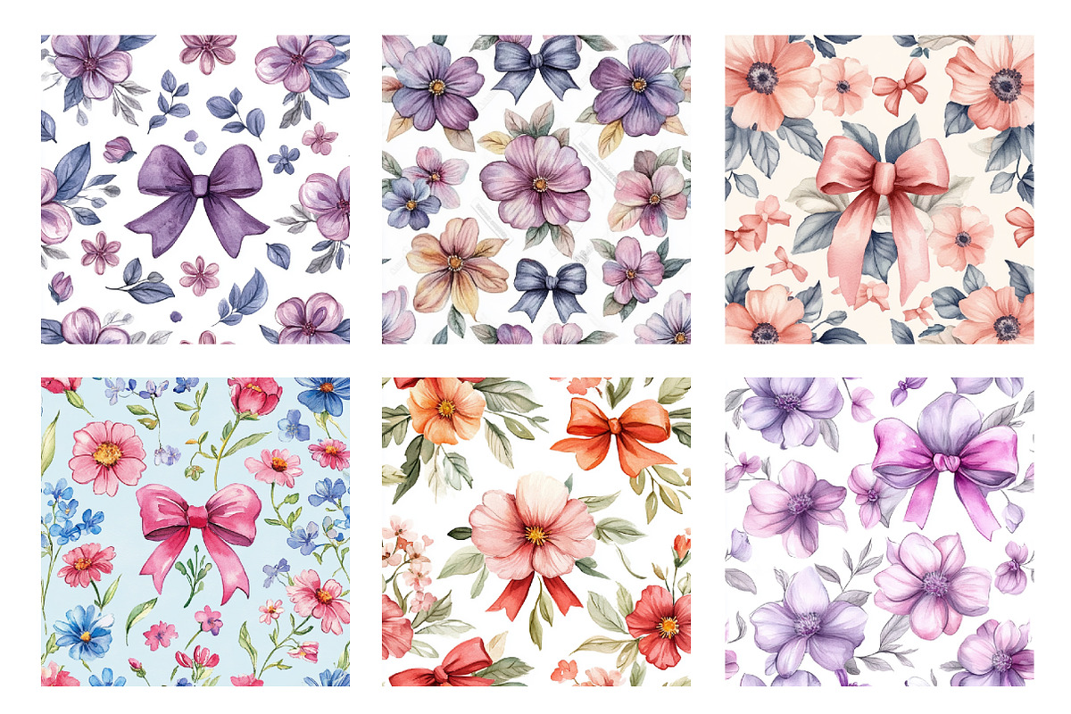 Spring Summer Floral Flowers Pattern, an Illustration by SinaCreation (Photo 3 of 5)