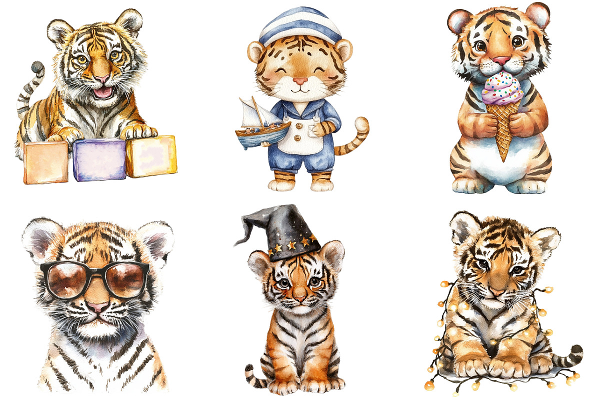 Playful Tiger Clipart Bundle, an Illustration by Pixels.Craft (Photo 5 of 9)