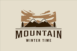 mountain at winter time logo vintage, a Branding & Logo Template by zyxroun shop