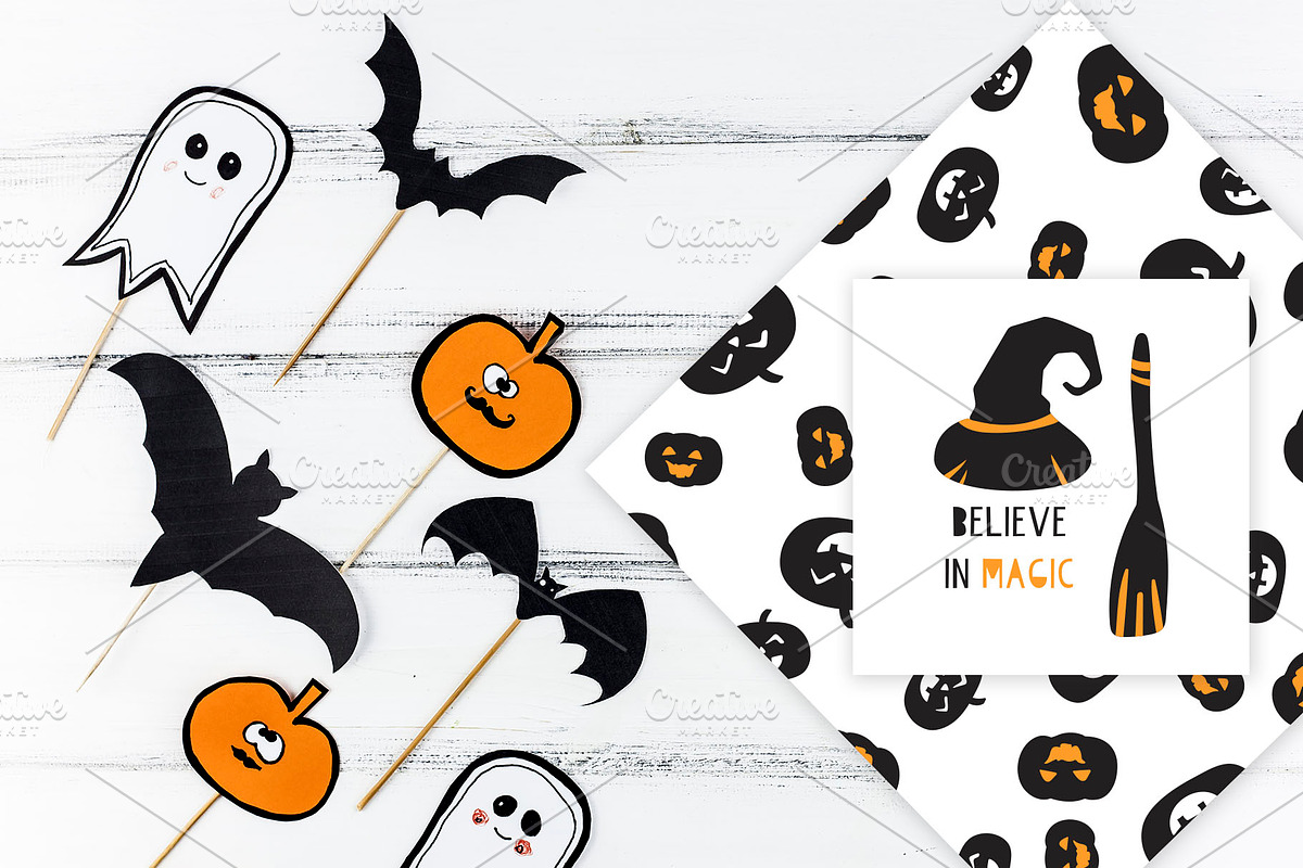 Kids Halloween Font and Graphics Set preview 2