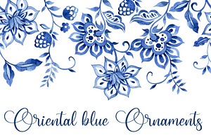 Oriental blue patterns collection, a Decorative Illustration by made by Tanya