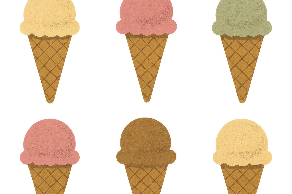 Ice cream cones pattern in various c, an Illustration by Dvoevnore photos