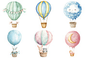 Pastel Hot Air Balloons Clipart, an Illustration by Daily.Designs (Thumbnail 4 of 5)