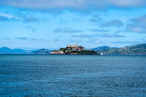 Alcatraz Island surrounded by blue waters in San Francisco Bay,, a Nature Photo by GoodGoods